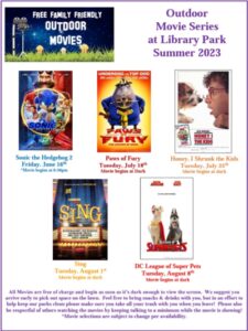 Family Outdoor Movies Summer 2023 Woburn Massachusetts