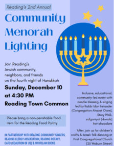 menorah lighting reading ma