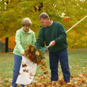 volunteers rake leaves in woburn massachusetts