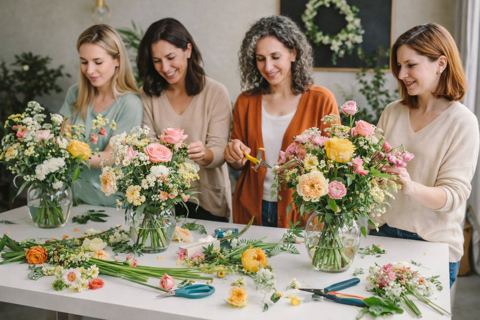 Flower arranging workshop in session