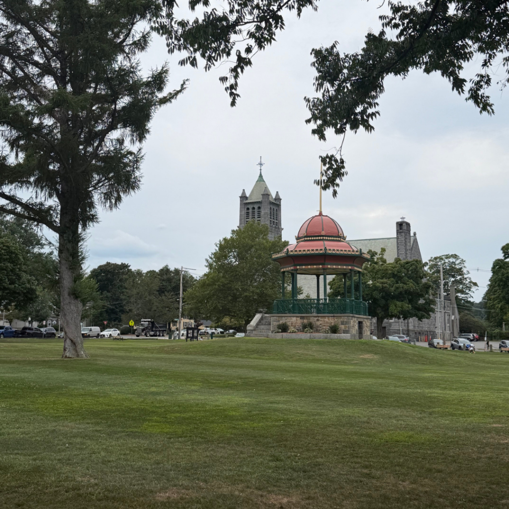 Wakefield Massachusetts Bandstand and Church by Lake Quannapowitt