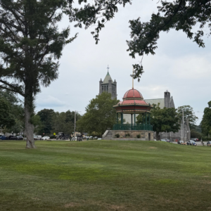Wakefield Massachusetts Bandstand and Church by Lake Quannapowitt