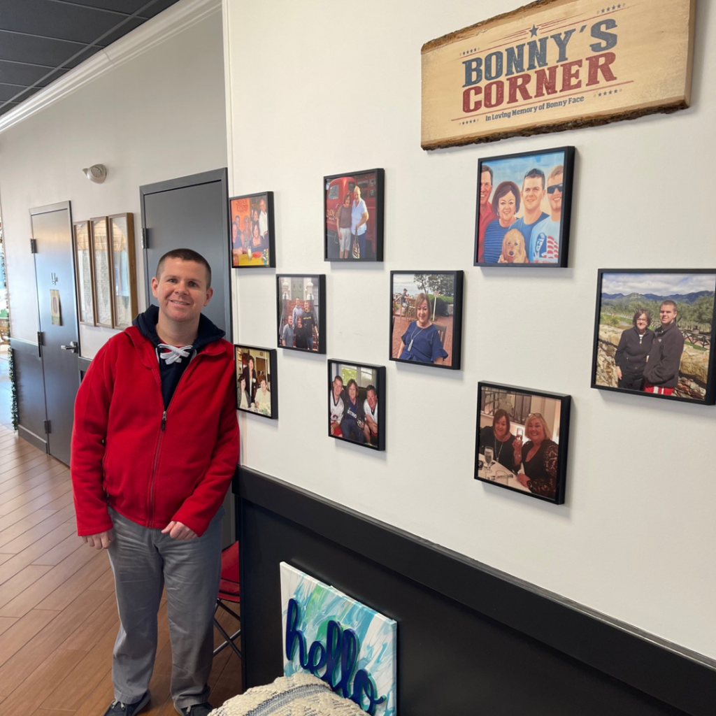 Nick Face Standing in front of Bonny's wall in Empower on Haven in Reading Massachusetts